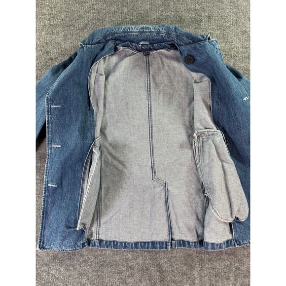 Ralph Lauren Denim Pea Coat Womens Medium Blue Anchor Button Double Breasted 80s - Picture 12 of 14